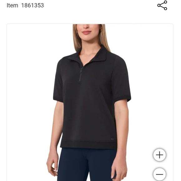 NWT Mondetta Women's Short Sleeve Terry 1/4 Zip Black XXL - Picture 1 of 5